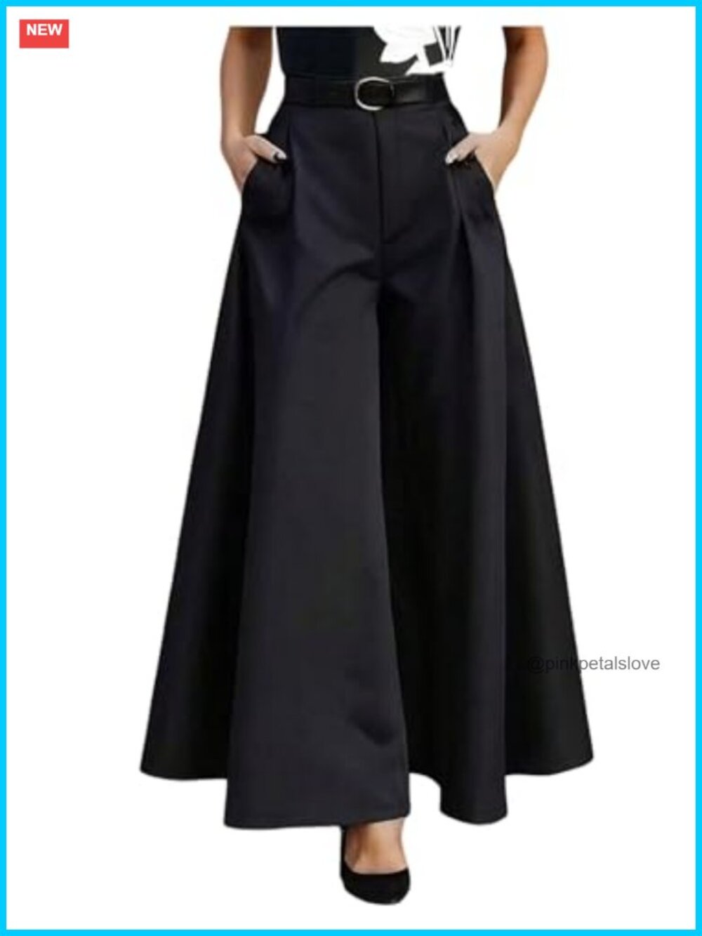 Pleated Wide Leg High Waisted Dress Pants Business Casual Trousers